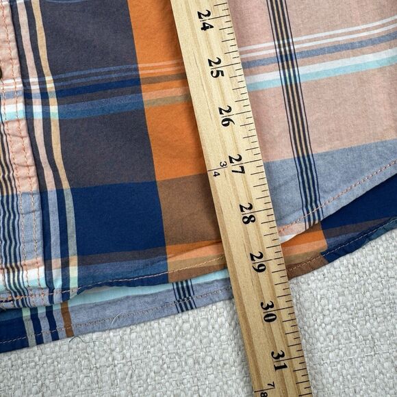 Aeropostale Mens Large Plaid Shirt Western Pearl Snap Button Long Sleeve Orange - Picture 14 of 16
